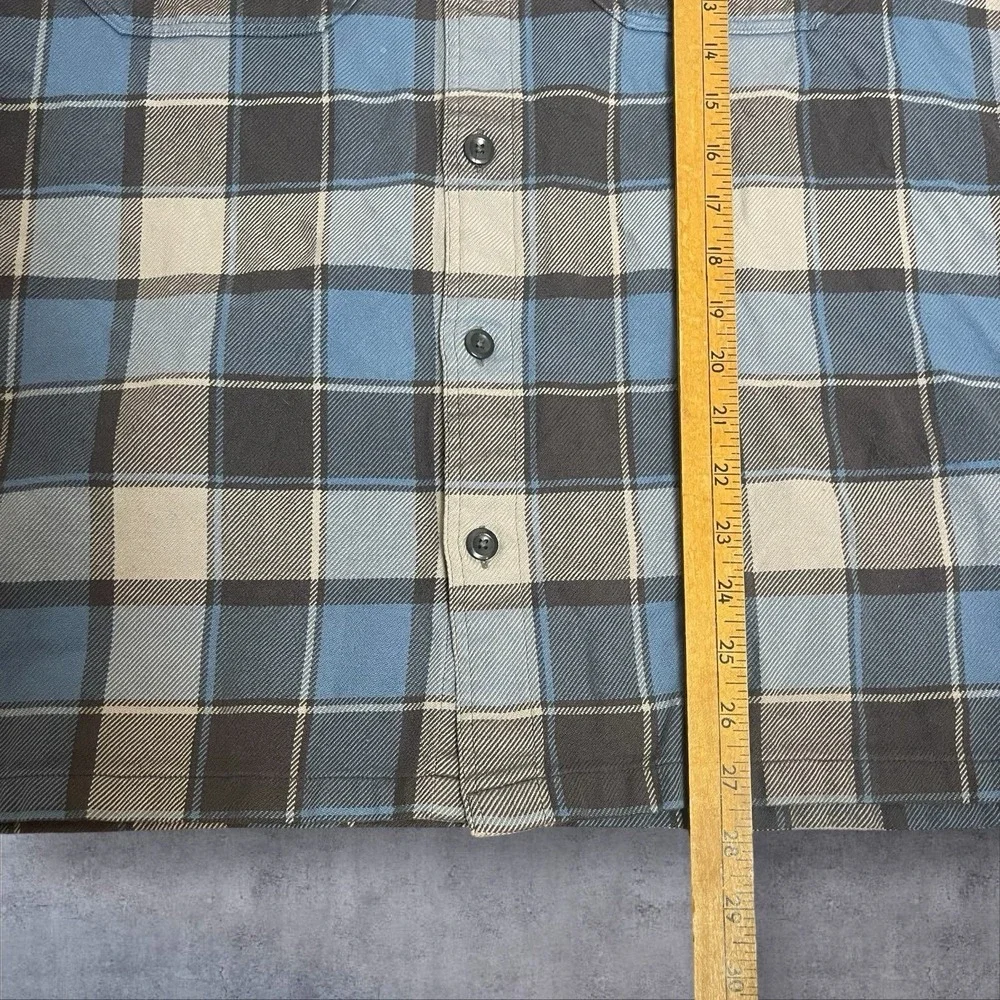 Patagonia Fjord Flannel Button Down Shirt Mens M Blue/Gray Plaid Organic Cotton - Picture 8 of 10